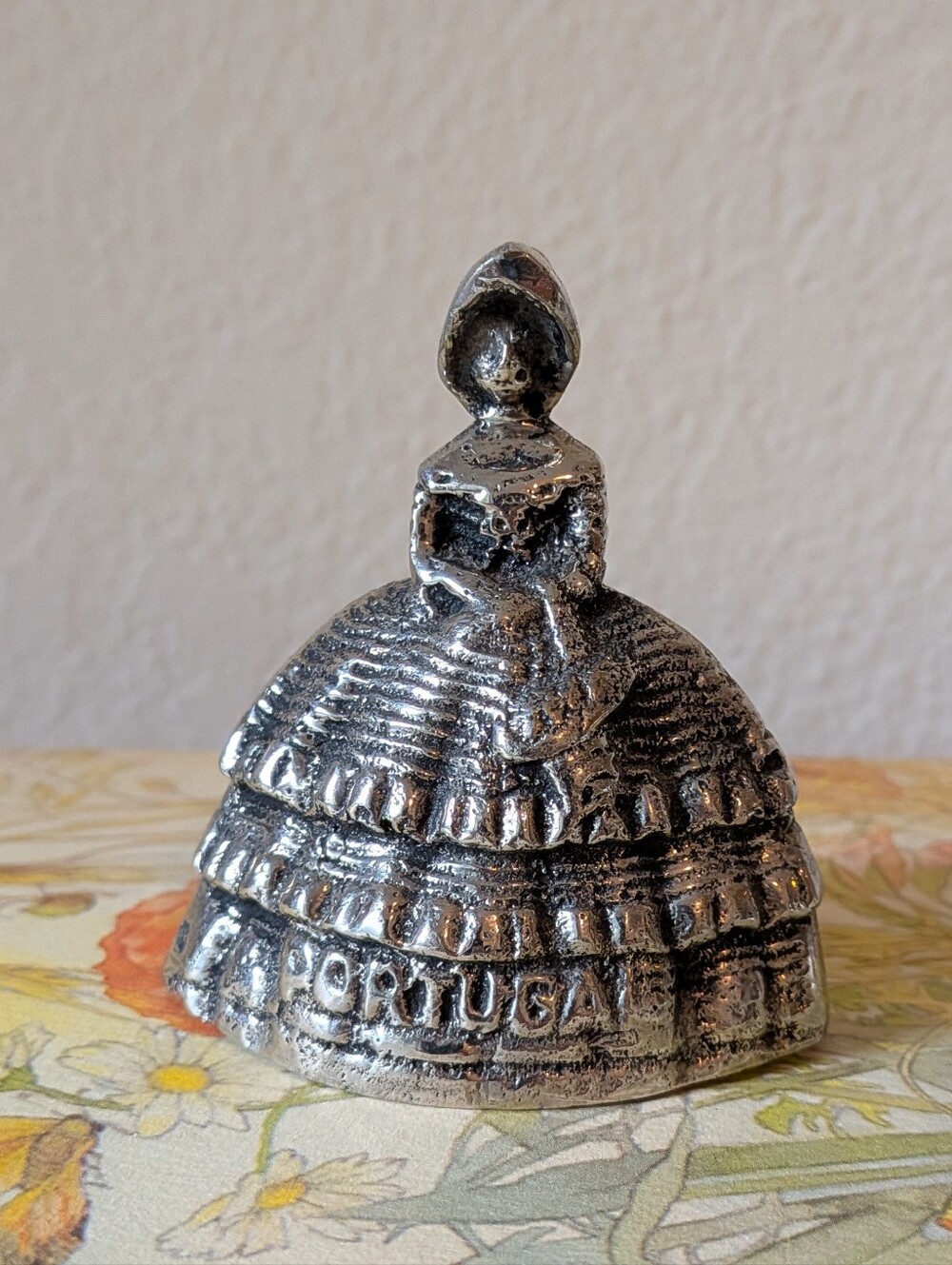 OLD Antique Heavy Cast Metal Southern Belle Victorian Lady Bell 3.5" "Portugal"